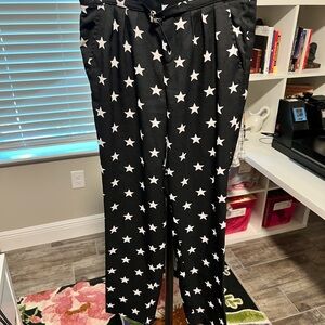 Free People Black Star Print Wide-Leg Pants